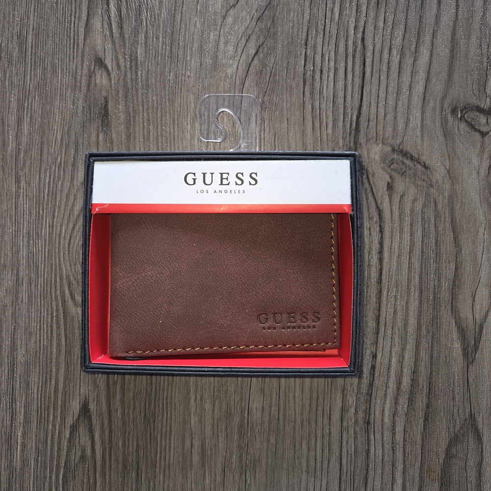 Guess Tan Leather Card Holder